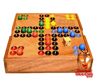 Ludjamgo Box Ball Six and Run Home Würfelspiel in Holzbox mit Kugeln aus Holz Monkey Pod wooden games Thailand